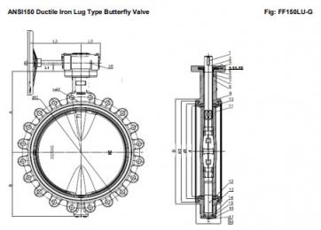 Van 1 bướm gang lug type FF150LU-G